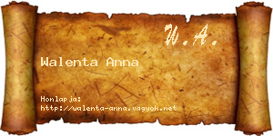 Walenta Anna névjegykártya